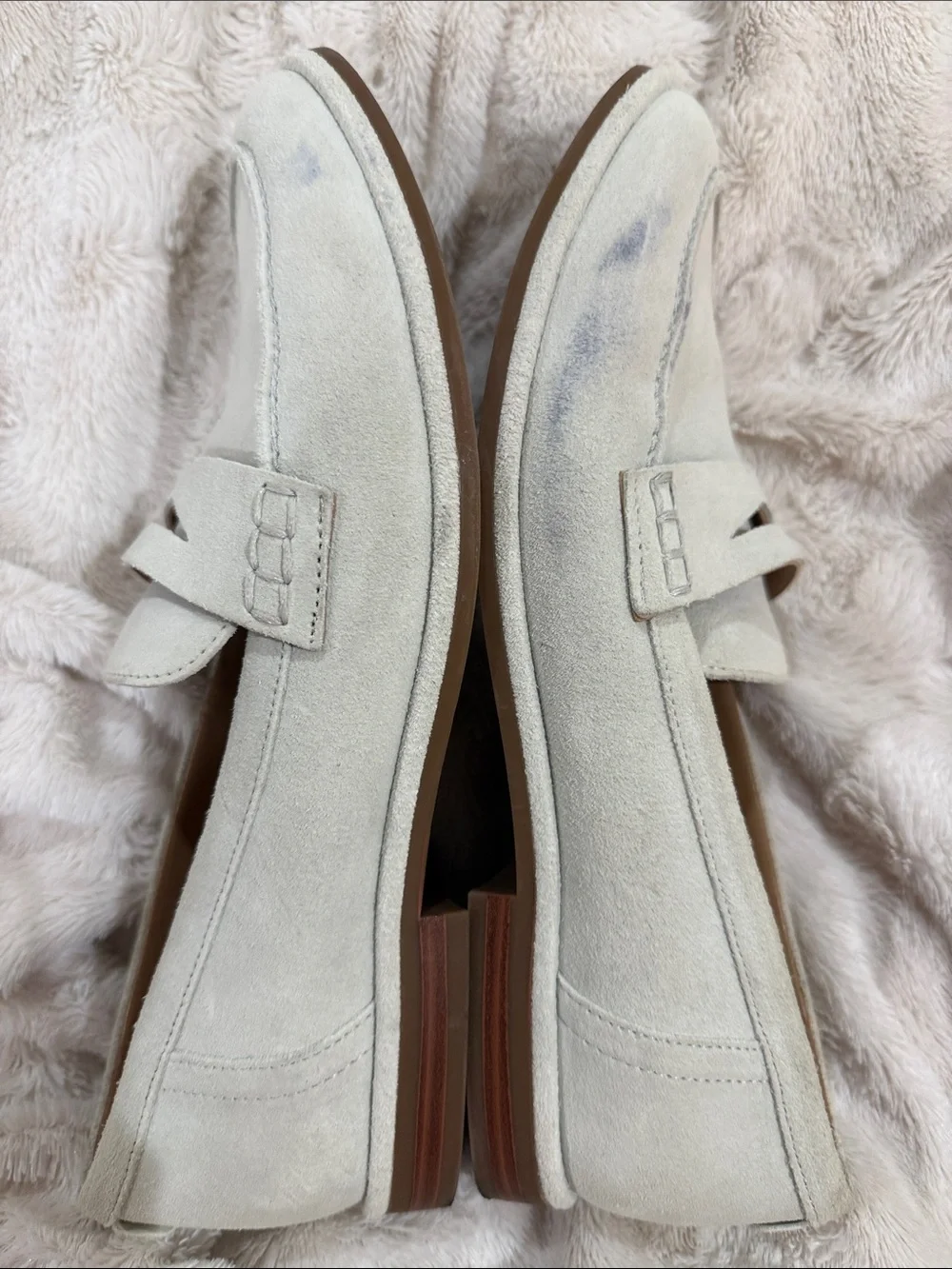 Sam Edelman Women's Suede Penny Loafers in Light Cream